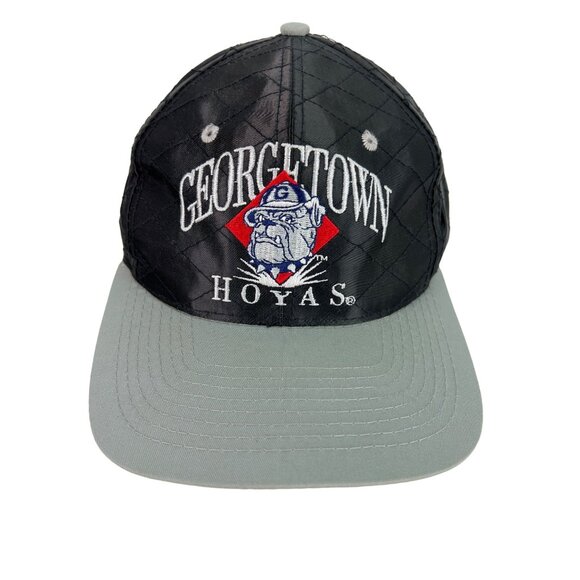 VTG Georgetown Hoyas Snapback Hat Black Gray Signature Brand One Size Fits All Q